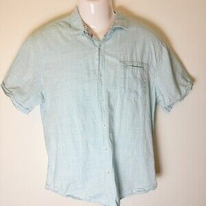 Michael Brandon Mens Blue Short Sleeve Button Up Casual Shirt Large